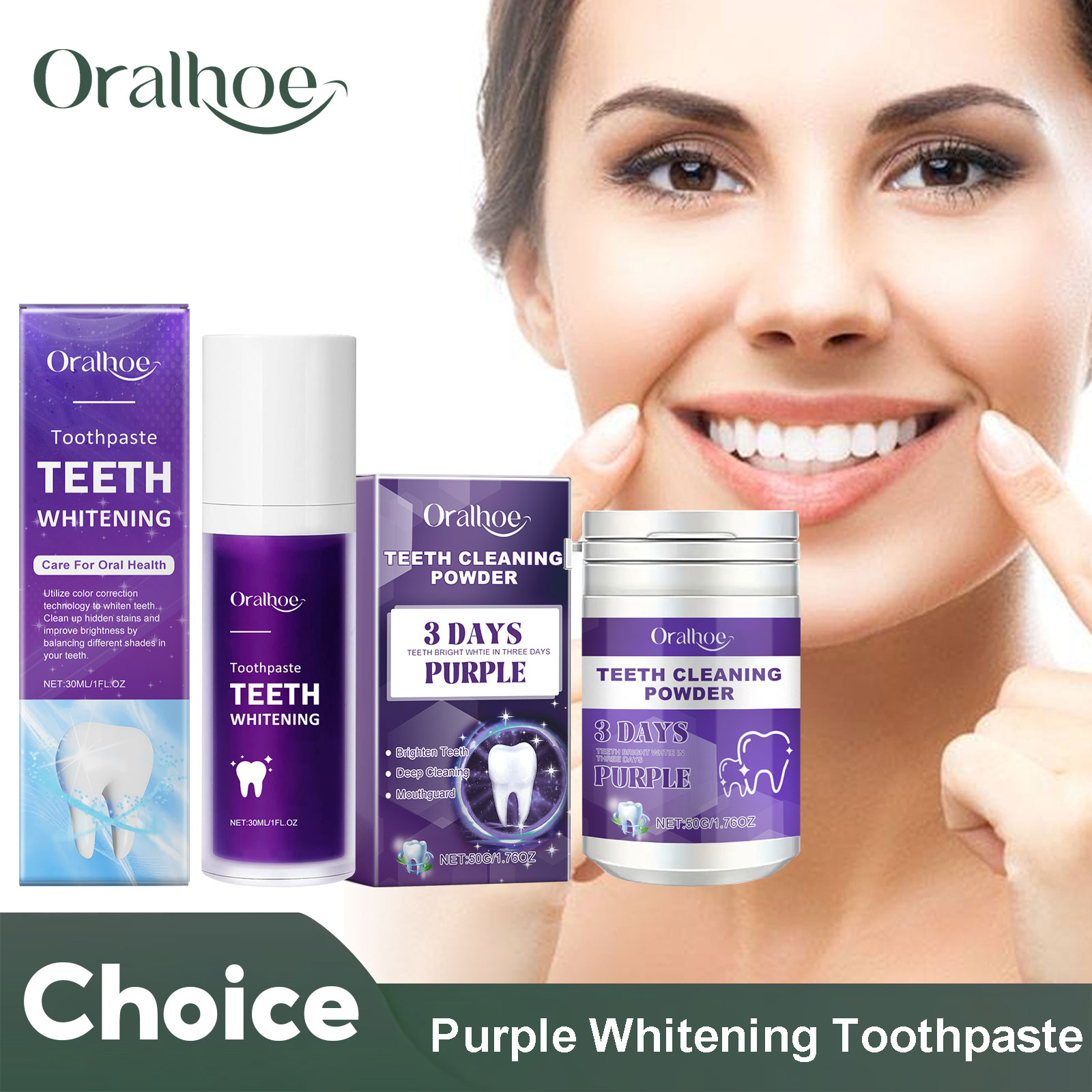 Teeth Whitening Essence - Corretor roxo para clareamento dos dentes,