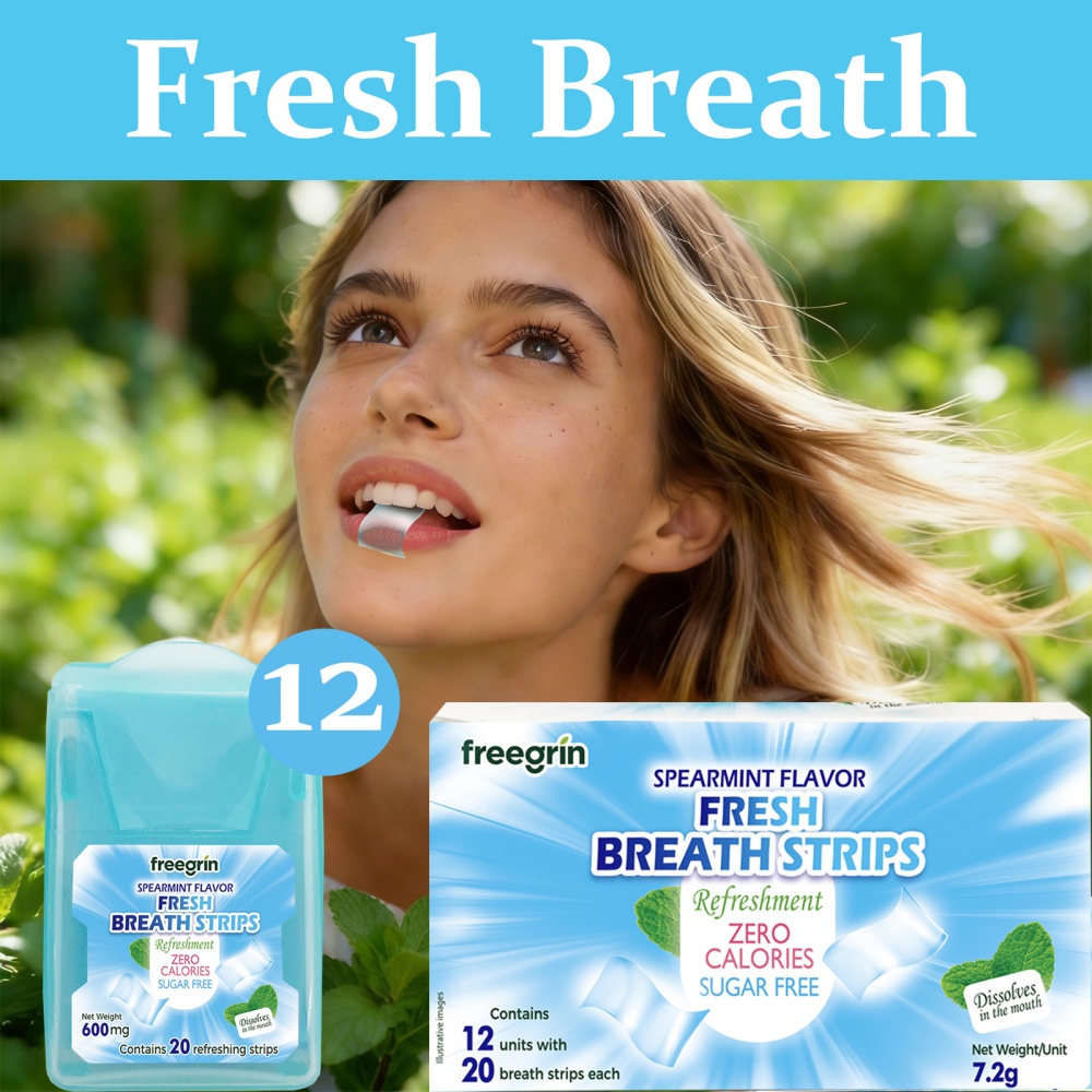 Teeth Whitening Strips Permanent - Tiras de Hálito Fresco Sabor Menta