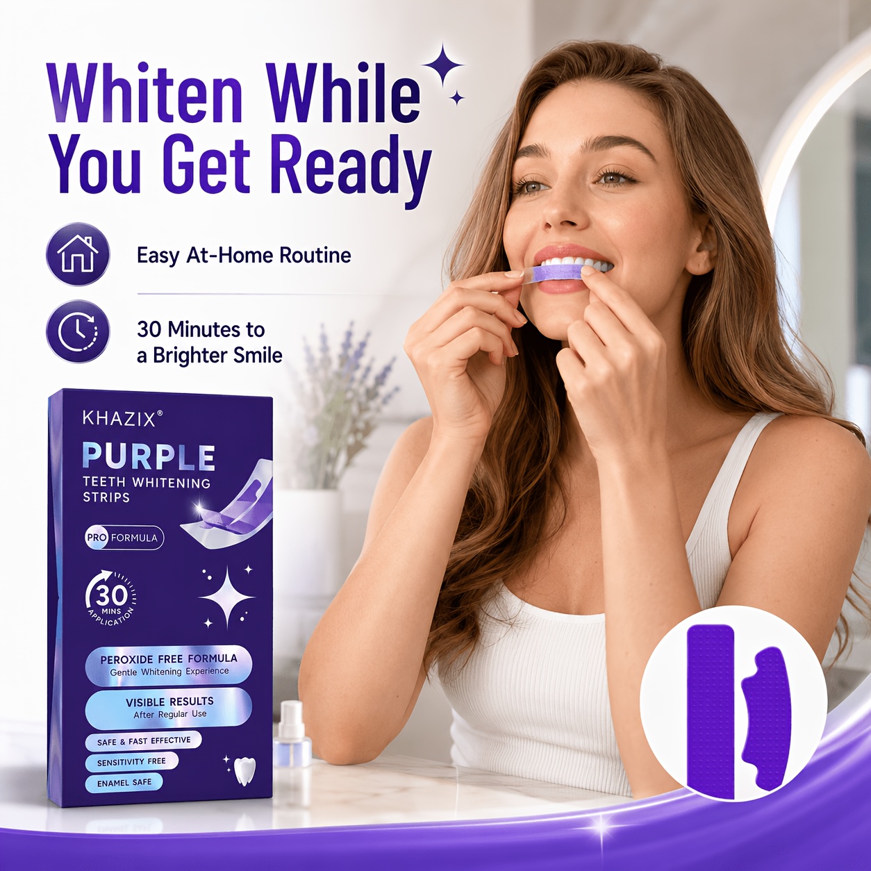 1/10 pares de tiras roxas para - Teeth Whitening Strips Permanent avaliação e preço