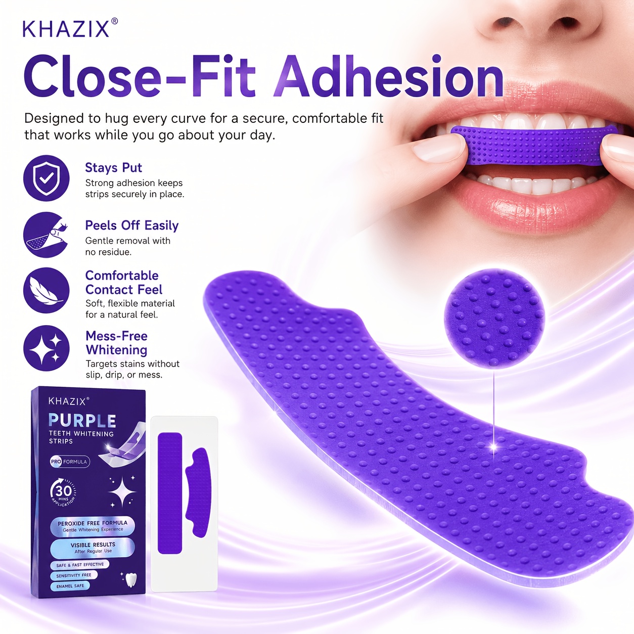 1/10 pares de tiras roxas para - Teeth Whitening Strips Permanent avaliação e preço