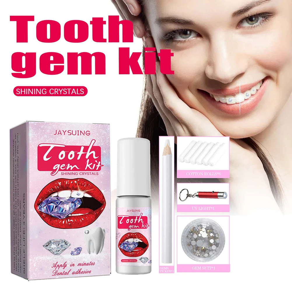 Dente Gems Kit com Cura Cola L - Teeth Whitening Diy avaliação e preço